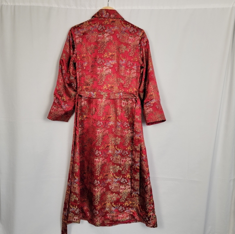 Vintage Kimono Robe Red Brocade Robe #3003 - Picture 4 of 14